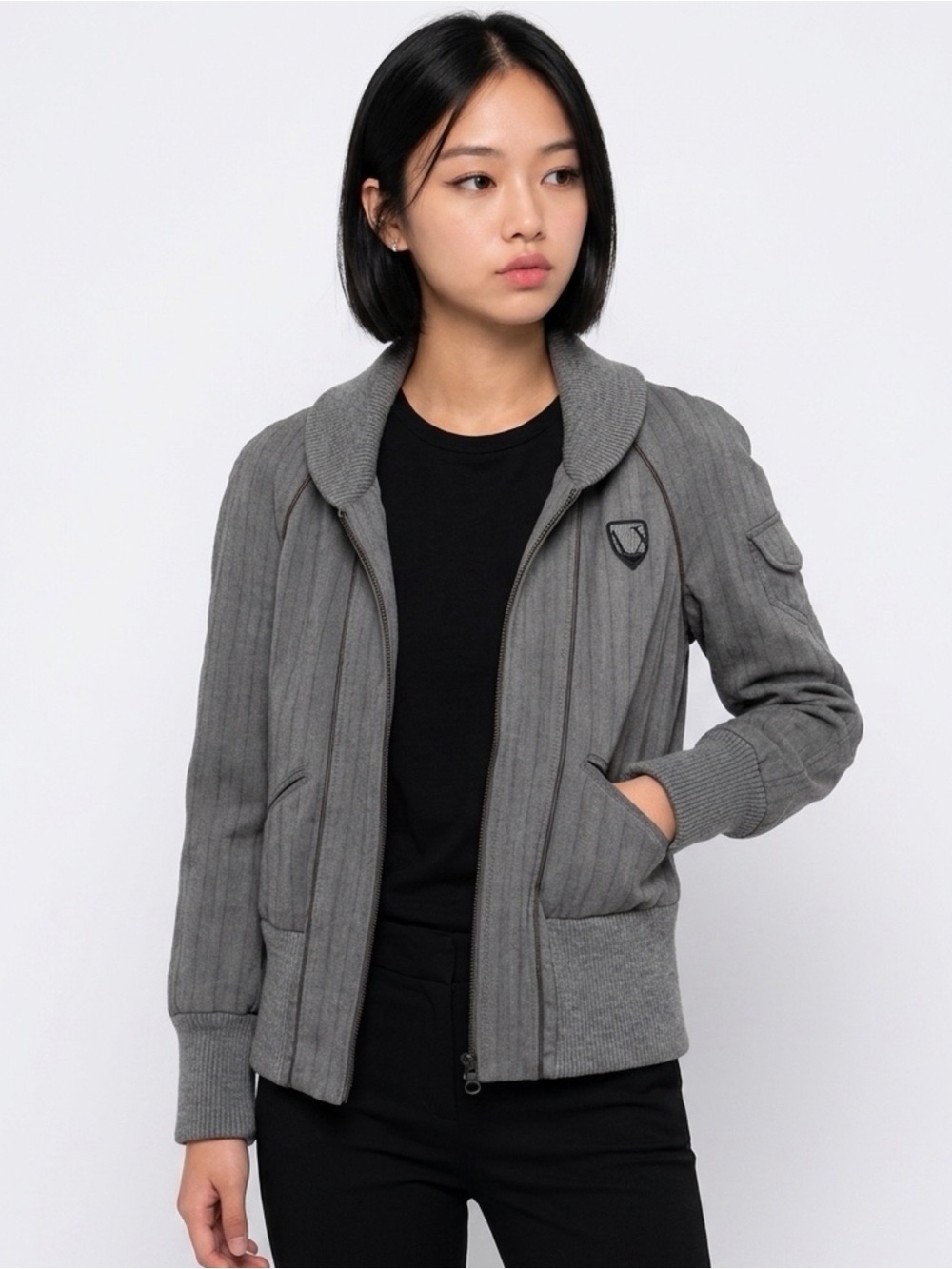 Armani Exchange Womens Gray Full Zip Jacket Sz S